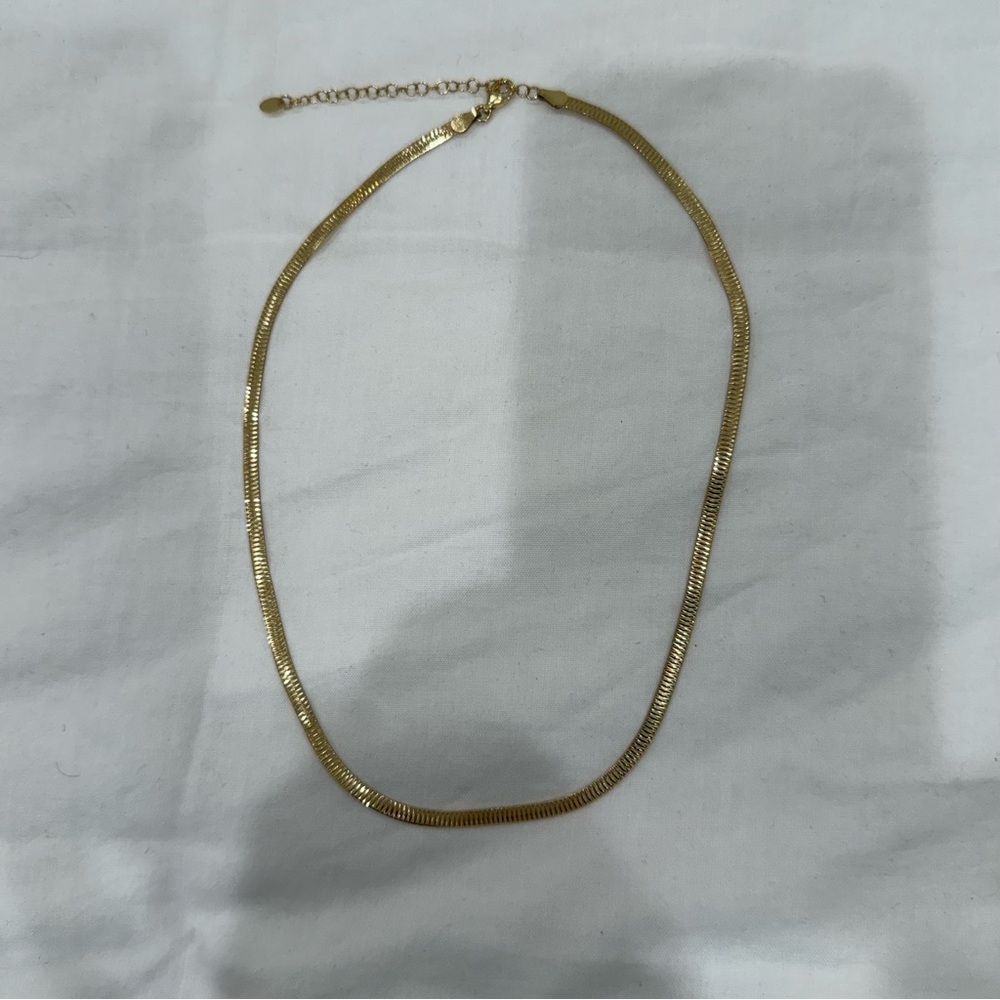 Gold Flat Snake Chain Herringbone Necklace